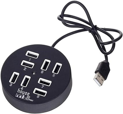 HUB USB 8 PORT 2.0 MIX PACKING JAUNE FORME LONG ET ROND