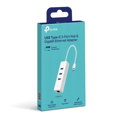 TP-LINK UE330C Hub USB Type-C à 3 ports et adaptateur Gigabit Ethernet