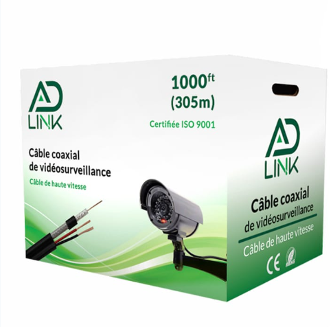 Cable AD Link coaxial de vidéo surveillance